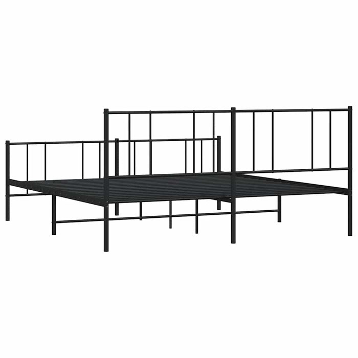 Cadru pat metalic cu tăblii de cap/picioare, negru, 183x213 cm - WALTI WALTI