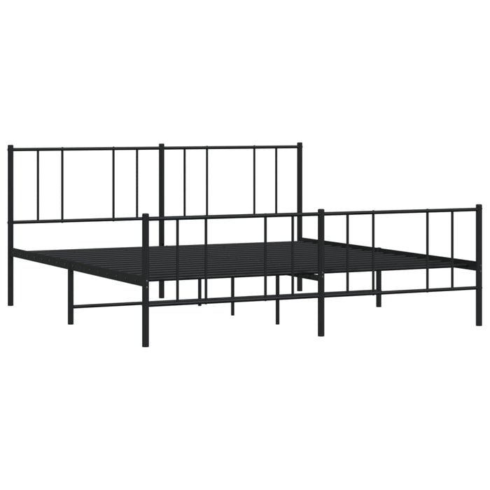 Cadru pat metalic cu tăblii de cap/picioare, negru, 200x200 cm - WALTI WALTI