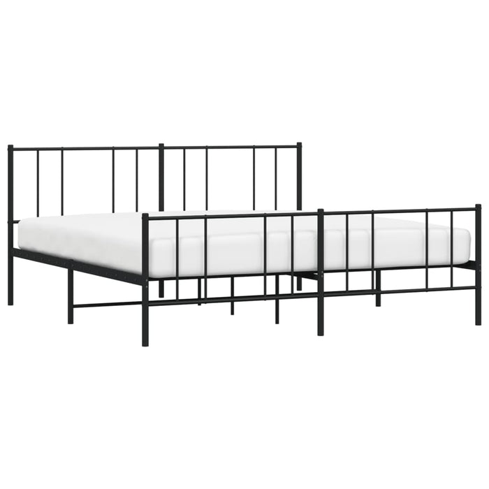Cadru pat metalic cu tăblii de cap/picioare, negru, 200x200 cm - WALTI WALTI