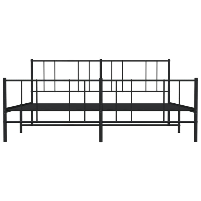 Cadru pat metalic cu tăblii de cap/picioare, negru, 200x200 cm - WALTI WALTI