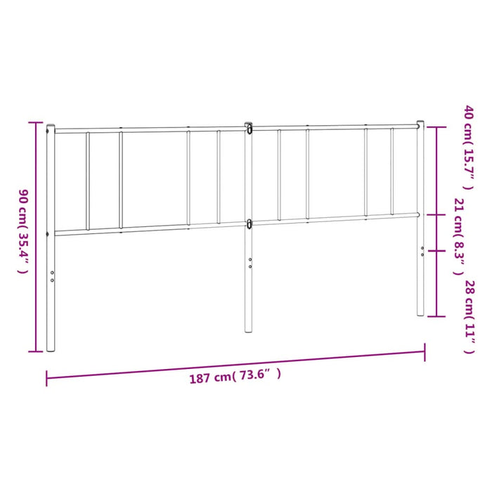 Tăblie de pat metalică, negru, 180 cm - WALTI WALTI