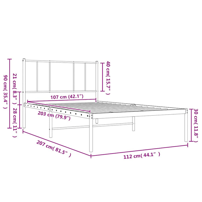 Cadru de pat din metal cu tăblie, alb, 107x203 cm WALTI