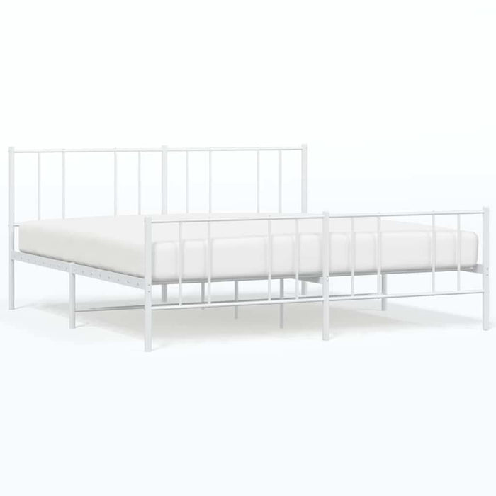 Cadru de pat metalic cu tăblie de cap/picioare, alb, 183x213 cm - WALTI WALTI