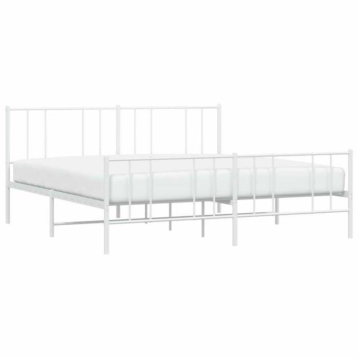 Cadru de pat metalic cu tăblie de cap/picioare, alb, 183x213 cm - WALTI WALTI