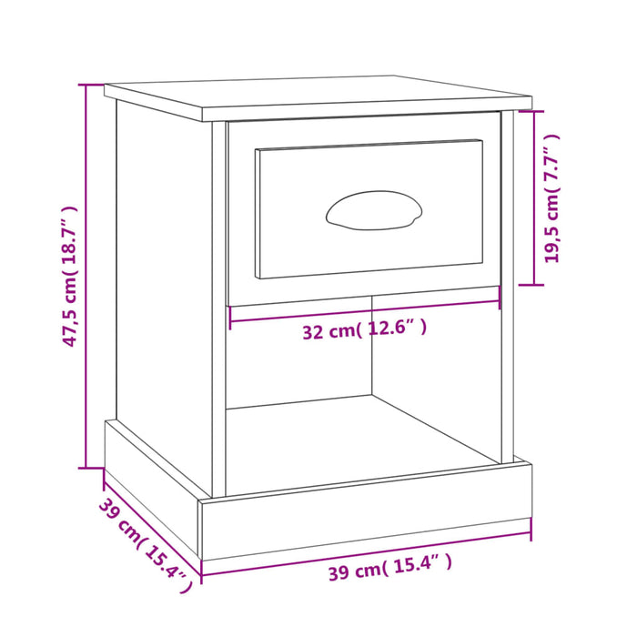 Noptiere, 2 buc, gri beton, 39x39x47,5 cm, lemn prelucrat - WALTI WALTI