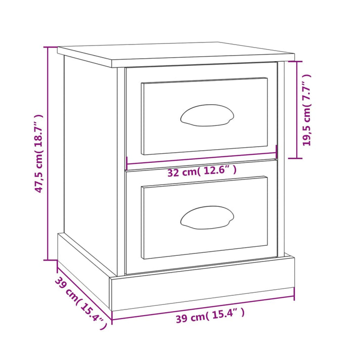 Noptiere, 2 buc, gri beton, 39x39x47,5 cm, lemn prelucrat - WALTI WALTI