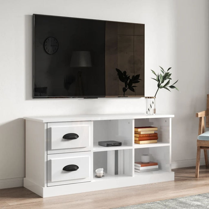 Comodă TV, alb extralucios, 102x35,5x47,5 cm, lemn prelucrat - WALTI WALTI