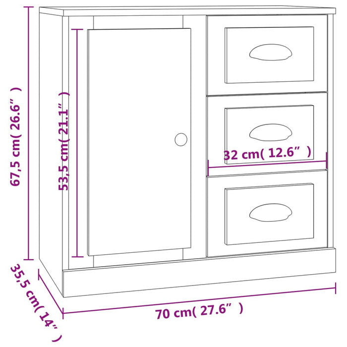 Servantă, stejar afumat, 70x35,5x67,5 cm, lemn prelucrat WALTI