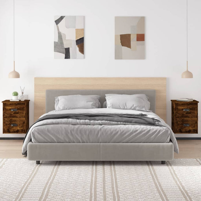 Noptiere pe perete, 2 buc., stejar afumat, 41,5x36x53 cm - WALTI WALTI