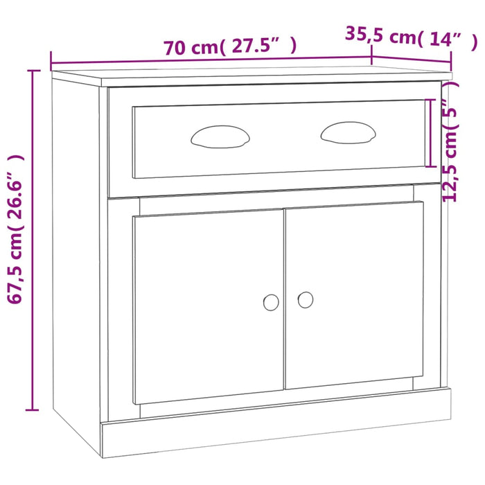 Servantă, stejar afumat, 70x35,5x67,5 cm, lemn prelucrat WALTI