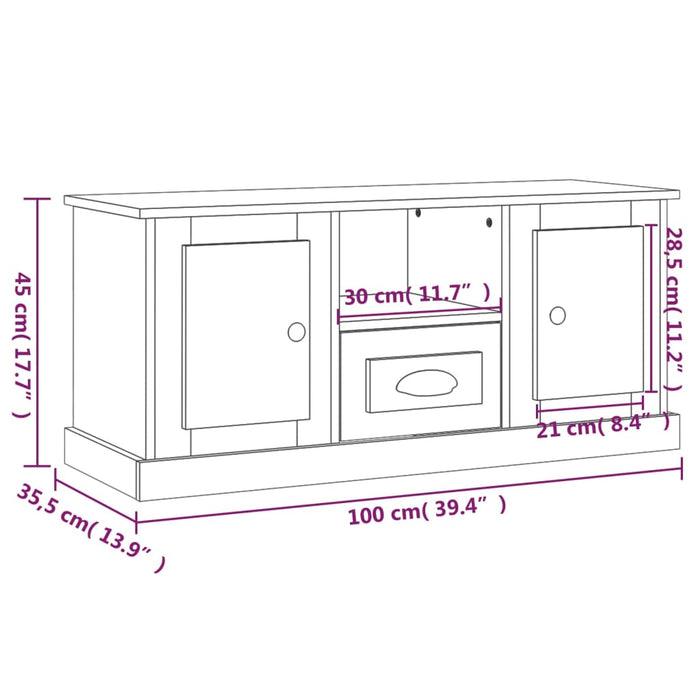 Comodă TV, stejar maro, 100x35,5x45 cm, lemn prelucrat WALTI