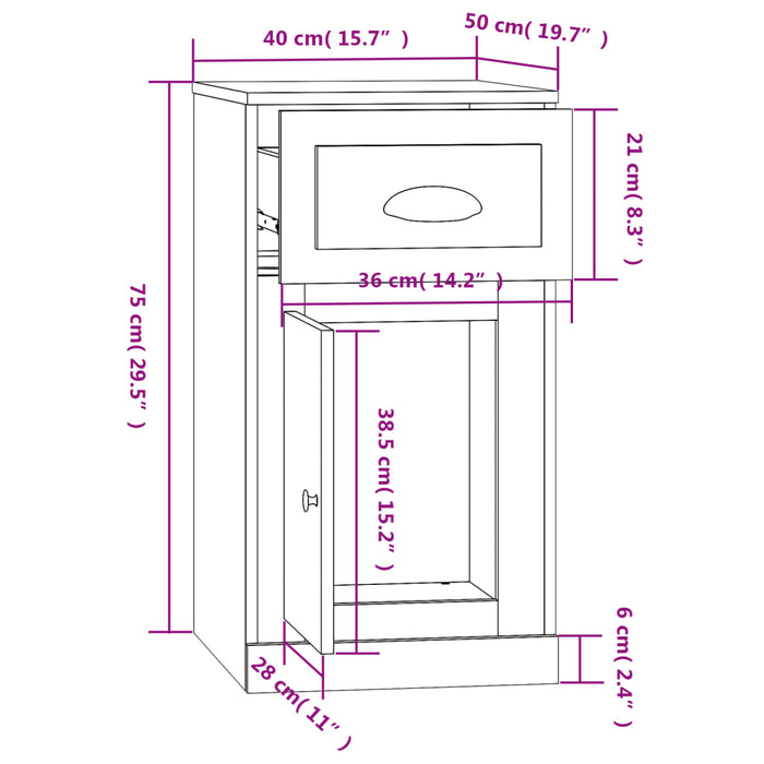 Dulap lateral cu sertar, alb, 40x50x75 cm, lemn prelucrat - WALTI WALTI