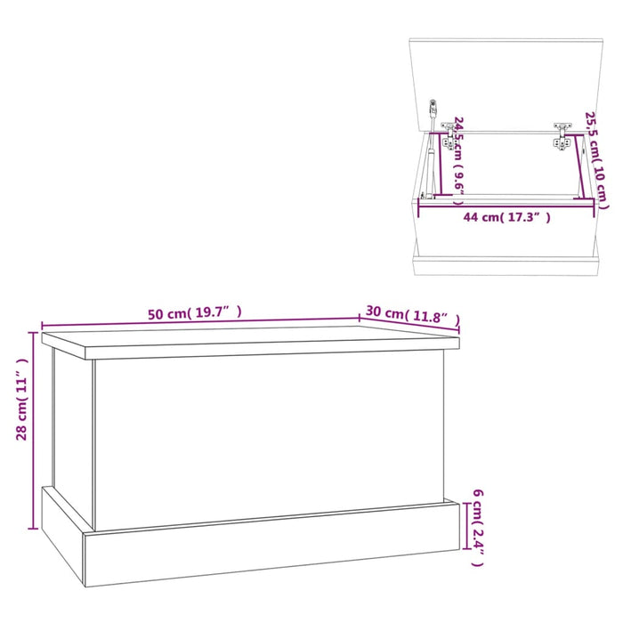 Cutie de depozitare, stejar afumat, 50x30x28 cm, lemn prelucrat - WALTI WALTI