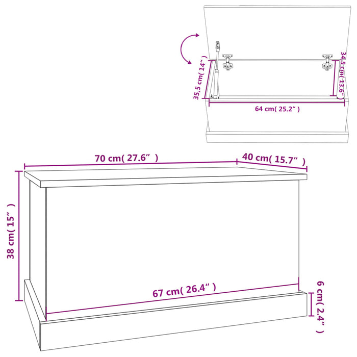 Cutie de depozitare, gri beton, 70x40x38 cm, lemn prelucrat - WALTI WALTI