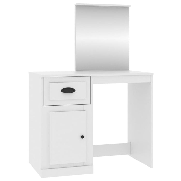 Masă de toaletă cu oglindă, alb, 90x50x132,5 cm, lemn prelucrat - WALTI WALTI
