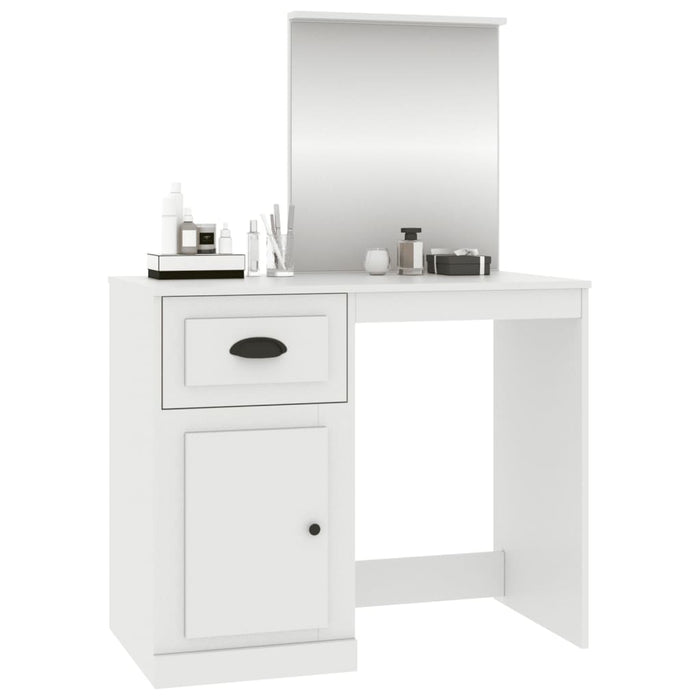 Masă de toaletă cu oglindă, alb, 90x50x132,5 cm, lemn prelucrat - WALTI WALTI