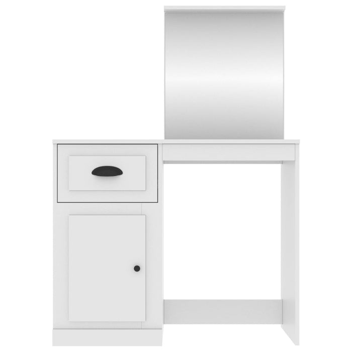 Masă de toaletă cu oglindă, alb, 90x50x132,5 cm, lemn prelucrat - WALTI WALTI