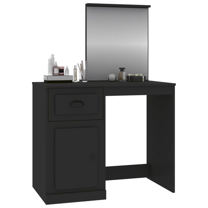 Masă de toaletă cu oglindă, negru 90x50x132,5 cm lemn prelucrat - WALTI WALTI