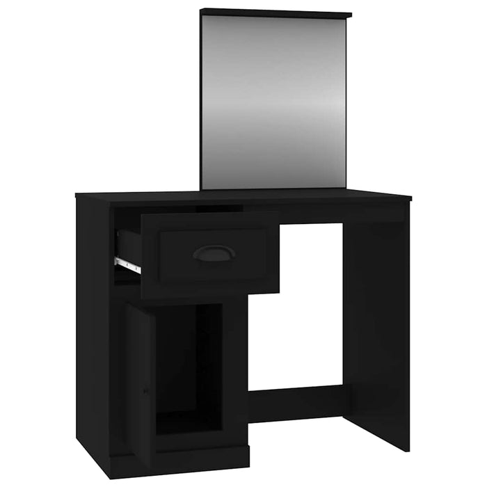 Masă de toaletă cu oglindă, negru 90x50x132,5 cm lemn prelucrat - WALTI WALTI