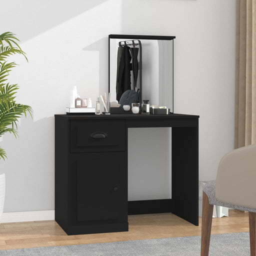 Masă de toaletă cu oglindă, negru 90x50x132,5 cm lemn prelucrat - WALTI WALTI