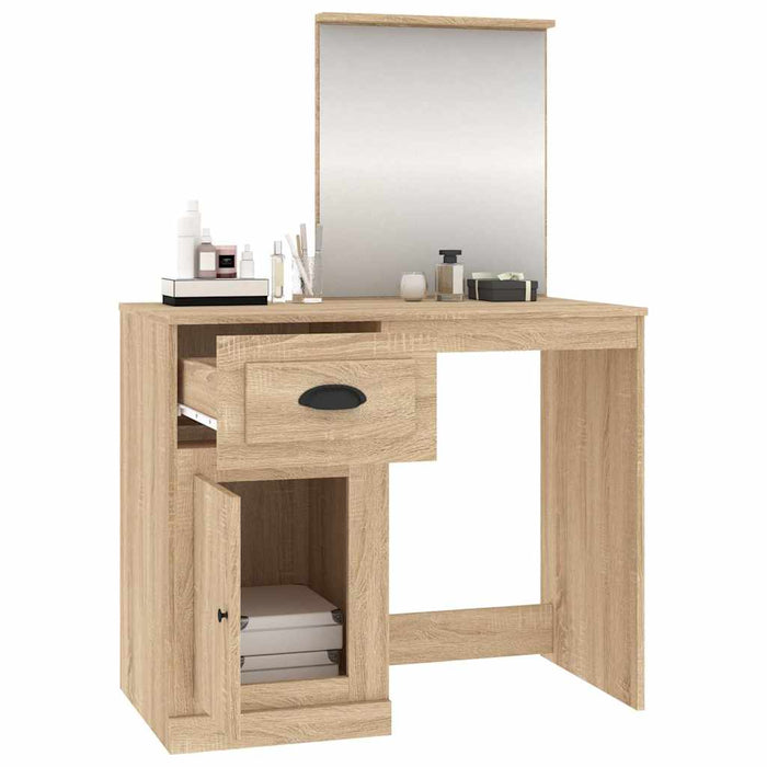 Masă de toaletă cu oglindă, stejar sonoma 90x50x132,5 cm lemn - WALTI WALTI