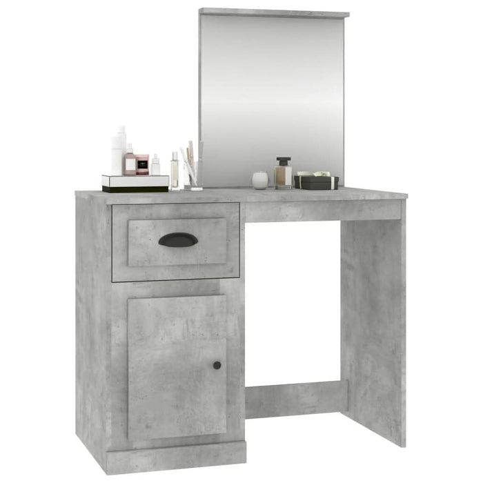 Masă de toaletă cu oglindă, gri beton, 90x50x132,5 cm, lemn - WALTI WALTI