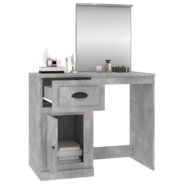 Masă de toaletă cu oglindă, gri beton, 90x50x132,5 cm, lemn - WALTI WALTI