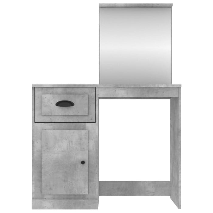 Masă de toaletă cu oglindă, gri beton, 90x50x132,5 cm, lemn - WALTI WALTI