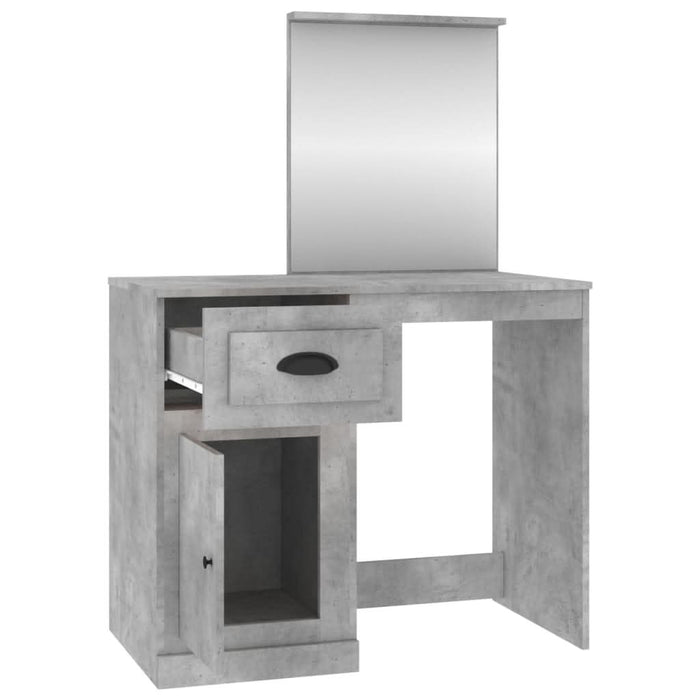 Masă de toaletă cu oglindă, gri beton, 90x50x132,5 cm, lemn - WALTI WALTI