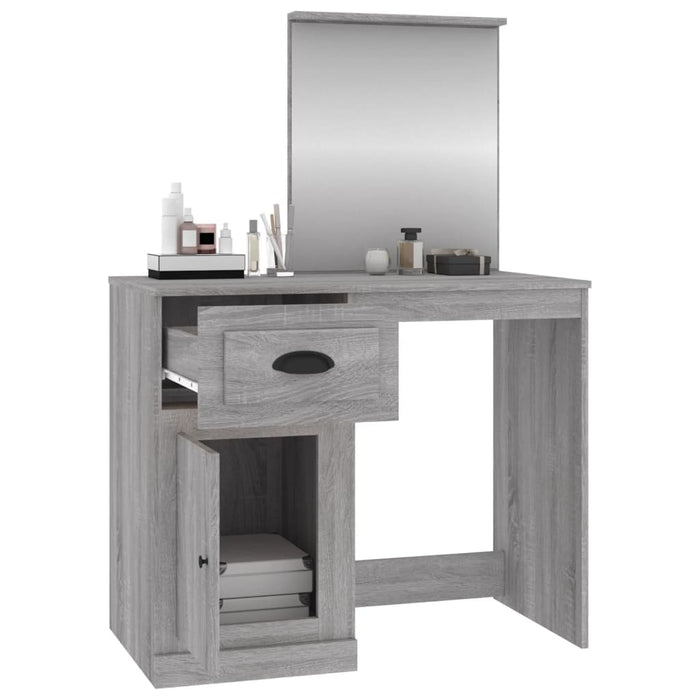 Masă de toaletă cu oglindă, gri sonoma 90x50x132,5 cm lemn - WALTI WALTI