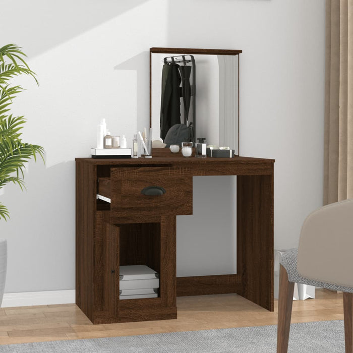 Masă de toaletă cu oglindă, stejar maro 90x50x132,5 cm lemn - WALTI WALTI
