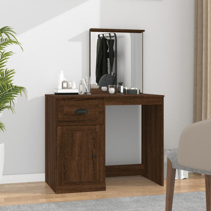 Masă de toaletă cu oglindă, stejar maro 90x50x132,5 cm lemn - WALTI WALTI