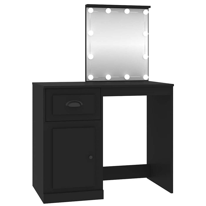 Masă de toaletă cu LED, negru, 90x50x132,5 cm, lemn prelucrat - WALTI WALTI