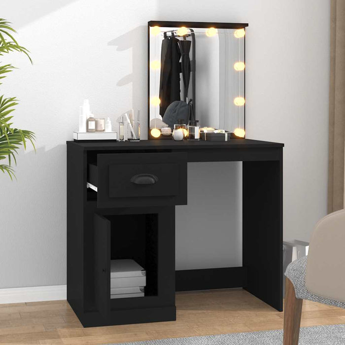 Masă de toaletă cu LED, negru, 90x50x132,5 cm, lemn prelucrat - WALTI WALTI