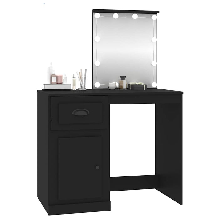Masă de toaletă cu LED, negru, 90x50x132,5 cm, lemn prelucrat - WALTI WALTI