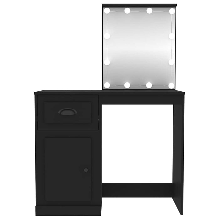 Masă de toaletă cu LED, negru, 90x50x132,5 cm, lemn prelucrat - WALTI WALTI
