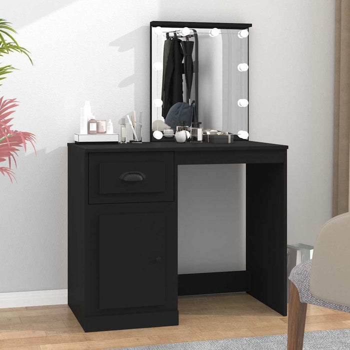 Masă de toaletă cu LED, negru, 90x50x132,5 cm, lemn prelucrat - WALTI WALTI
