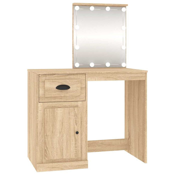 Masă toaletă cu LED, stejar sonoma 90x50x132,5 cm lemn compozit - WALTI WALTI