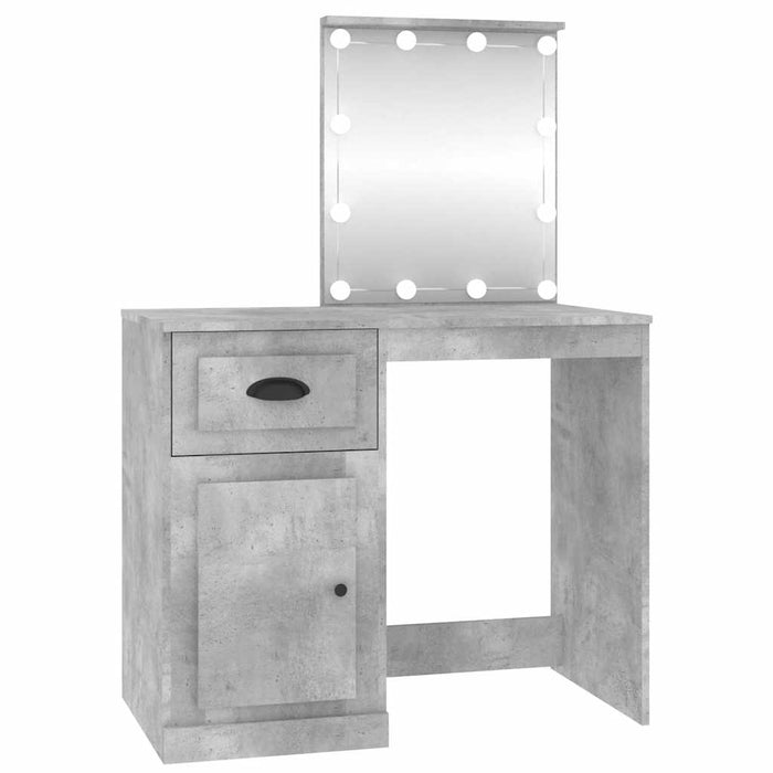 Masă de toaletă cu LED, gri beton, 90x50x132,5 cm lemn compozit - WALTI WALTI