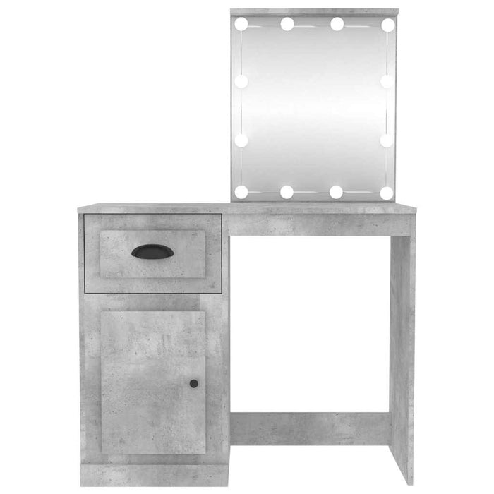 Masă de toaletă cu LED, gri beton, 90x50x132,5 cm lemn compozit - WALTI WALTI