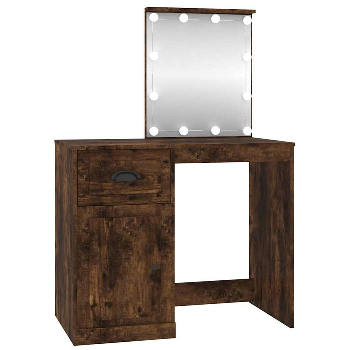 Masă de toaletă cu LED, stejar fumuriu 90x50x132,5 cm lemn - WALTI WALTI
