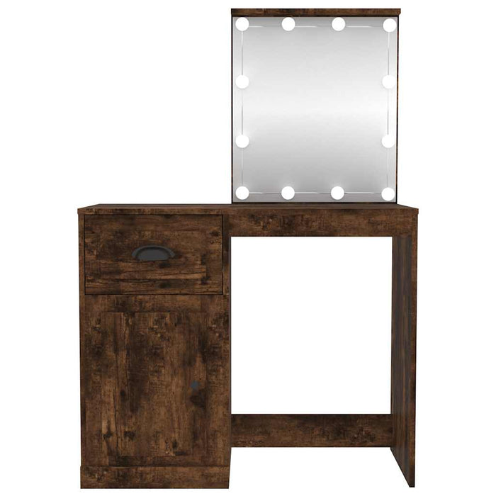 Masă de toaletă cu LED, stejar fumuriu 90x50x132,5 cm lemn - WALTI WALTI