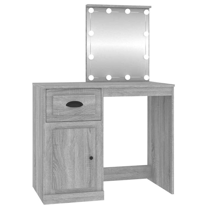 Masă de toaletă cu LED, gri sonoma 90x50x132,5 cm lemn compozit - WALTI WALTI