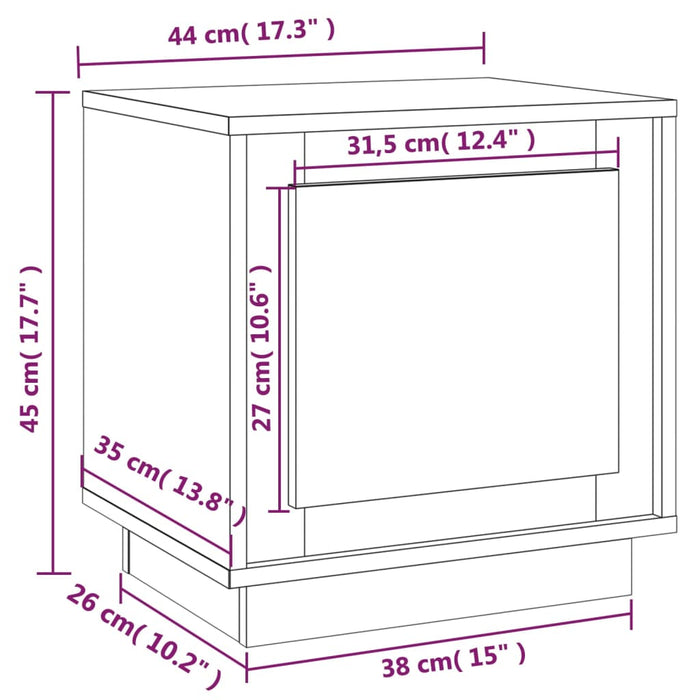 Noptiere, 2 buc, alb, 44x35x45 cm, lemn prelucrat - WALTI WALTI