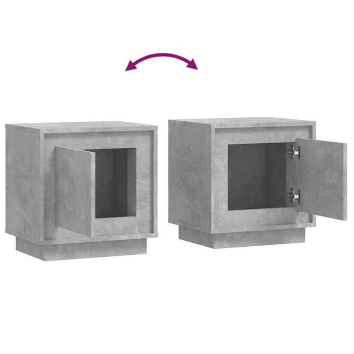 Noptieră, gri beton, 44x35x45 cm, lemn prelucrat - WALTI WALTI