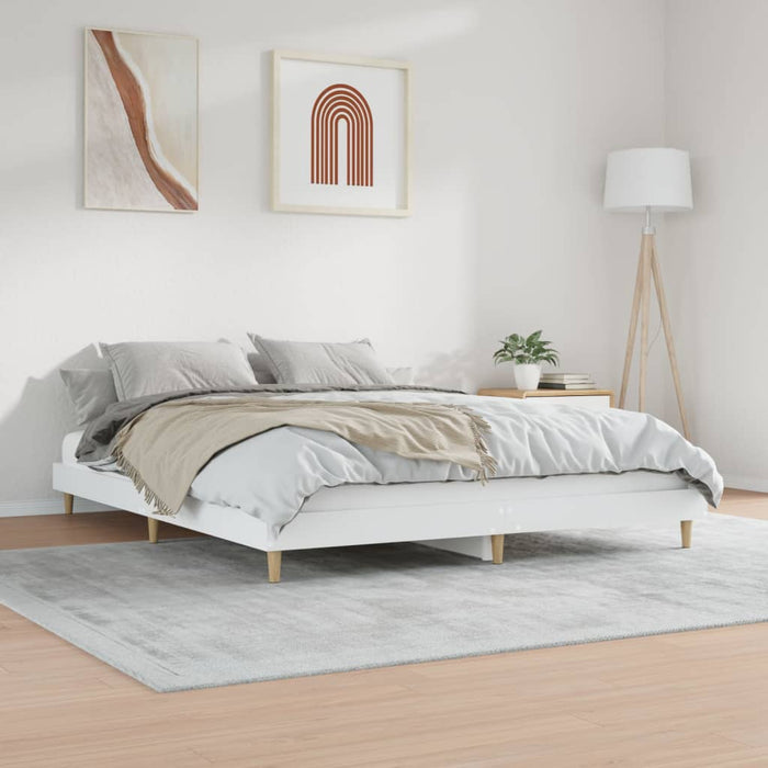 Cadru de pat, alb, 200x200 cm, lemn prelucrat WALTI