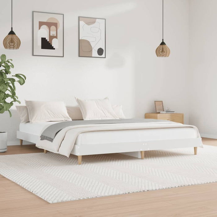 Cadru de pat, alb, 200x200 cm, lemn prelucrat WALTI
