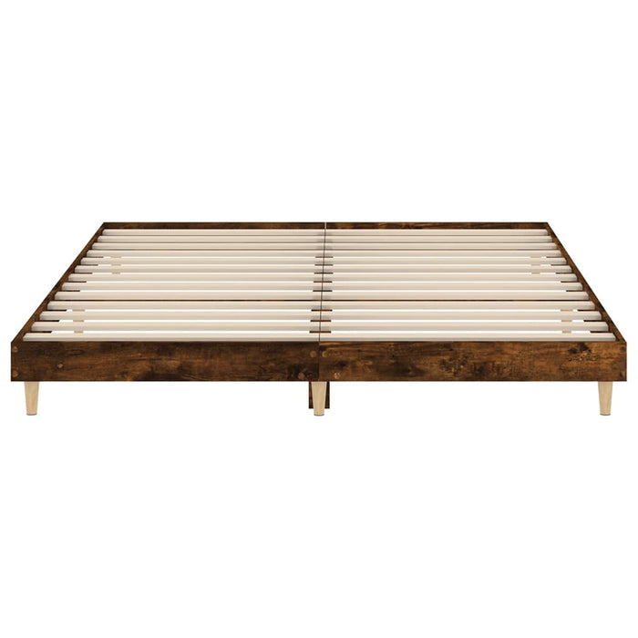 Cadru pat fără saltea Stejar afumat 200x200 cm Lemn prelucrat WALTI