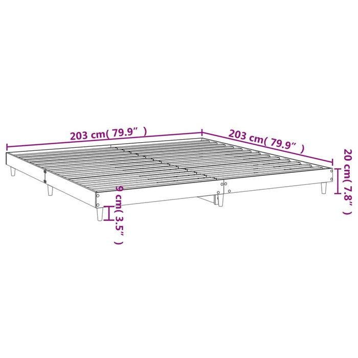 Cadru pat fără saltea Stejar afumat 200x200 cm Lemn prelucrat WALTI