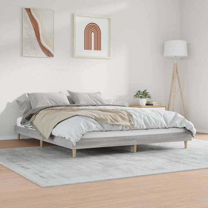 Cadru de pat, gri sonoma, 200x200 cm, lemn prelucrat - WALTI WALTI